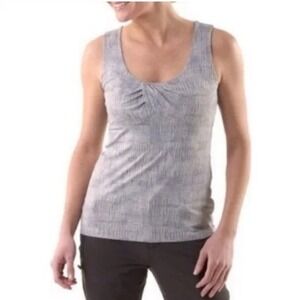Patagonia Women's Medium Gray Thatch Print Bandha Ruched Tank Top Shirt Active L